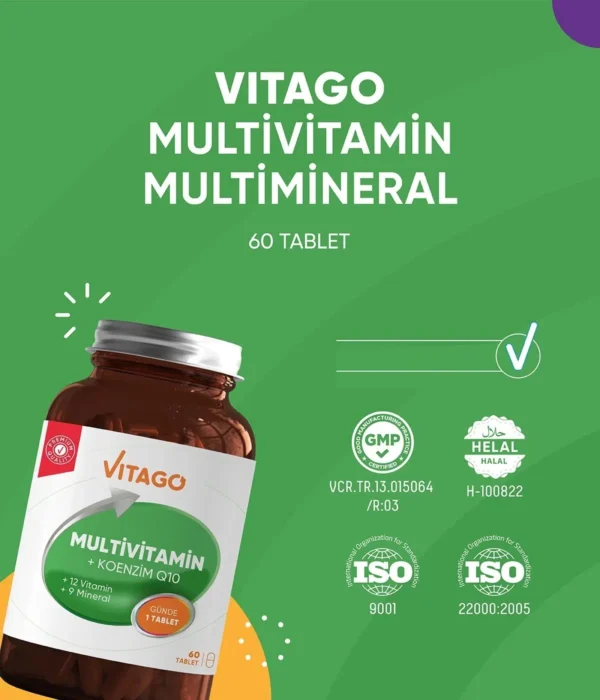 ⁦كبسولات الفيتامينات المتعددة وQ-10 من فيتاجو للصحة العامة Vitago⁩ - الصورة ⁦3⁩