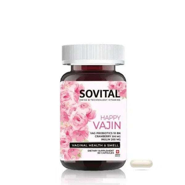 كبسولات سوفيتال HAPPY VAJIN لدعم صحة المهبل ومنع الروائح الكريهة 60 كبسولة من Sovital