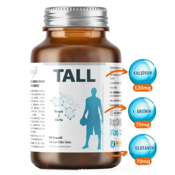 ⁦مكمل لزيادة الطول inMAX Tall دعم نمو العظام والغضاريف للأولاد والبنات – 60 كبسولة⁩ - الصورة ⁦2⁩